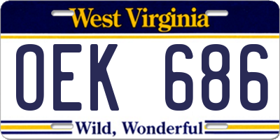 WV license plate OEK686