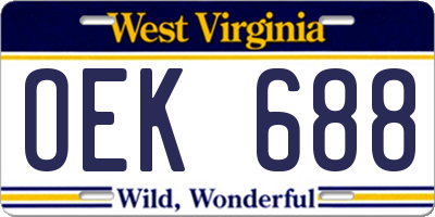 WV license plate OEK688