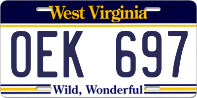 WV license plate OEK697