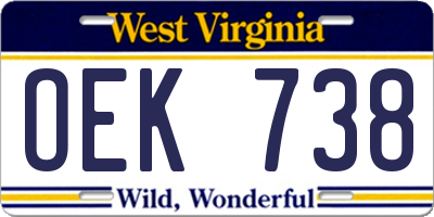 WV license plate OEK738