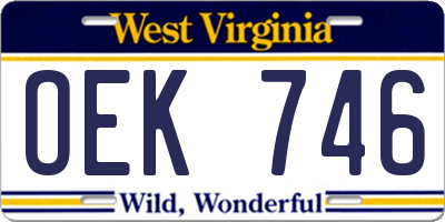 WV license plate OEK746