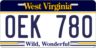 WV license plate OEK780