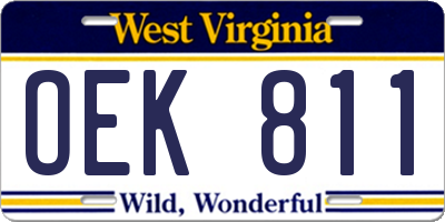 WV license plate OEK811