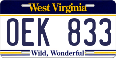WV license plate OEK833