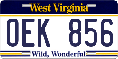 WV license plate OEK856