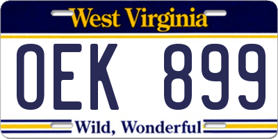 WV license plate OEK899