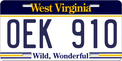 WV license plate OEK910