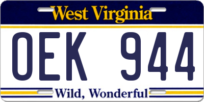 WV license plate OEK944