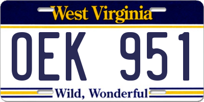 WV license plate OEK951