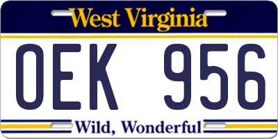 WV license plate OEK956