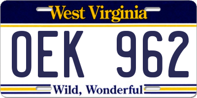 WV license plate OEK962