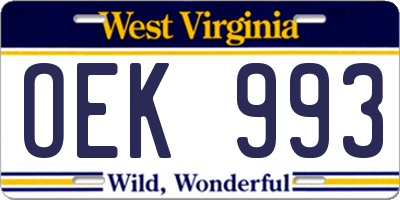 WV license plate OEK993