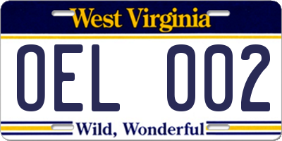 WV license plate OEL002