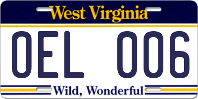 WV license plate OEL006