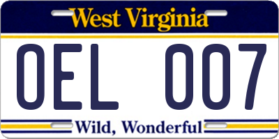 WV license plate OEL007