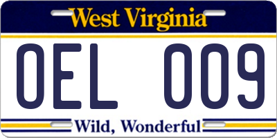 WV license plate OEL009