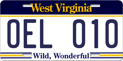 WV license plate OEL010
