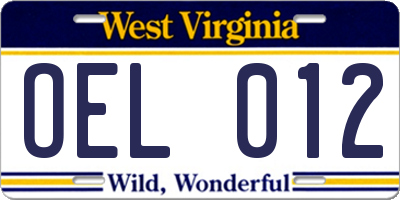 WV license plate OEL012