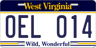 WV license plate OEL014