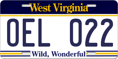 WV license plate OEL022