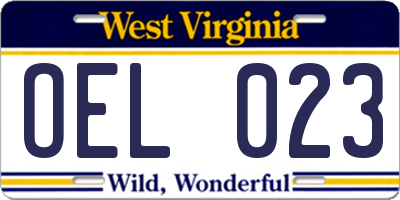 WV license plate OEL023