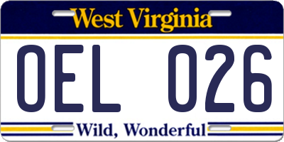 WV license plate OEL026