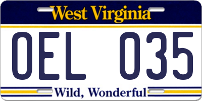 WV license plate OEL035