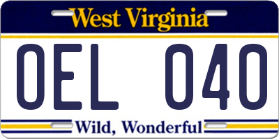WV license plate OEL040