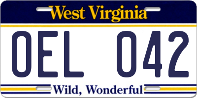 WV license plate OEL042