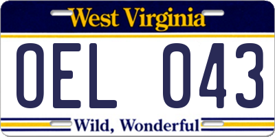 WV license plate OEL043