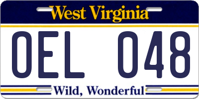 WV license plate OEL048