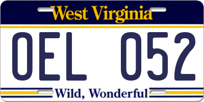 WV license plate OEL052