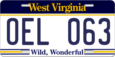 WV license plate OEL063