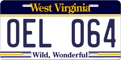 WV license plate OEL064