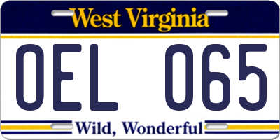 WV license plate OEL065