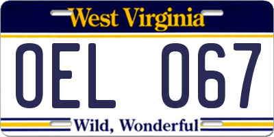 WV license plate OEL067