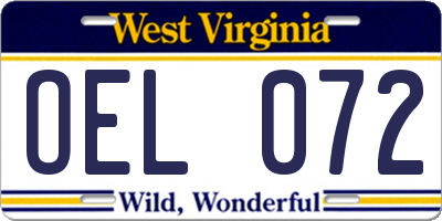 WV license plate OEL072