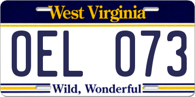 WV license plate OEL073