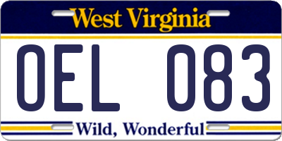 WV license plate OEL083
