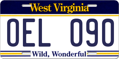 WV license plate OEL090