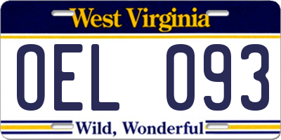 WV license plate OEL093