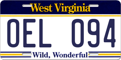 WV license plate OEL094