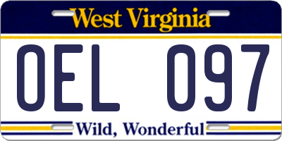 WV license plate OEL097