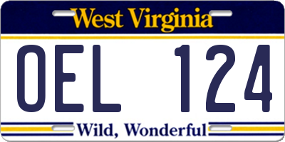 WV license plate OEL124