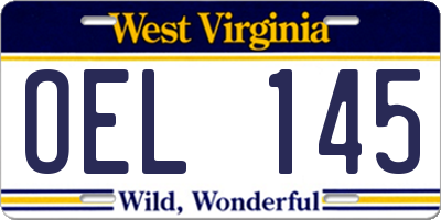 WV license plate OEL145
