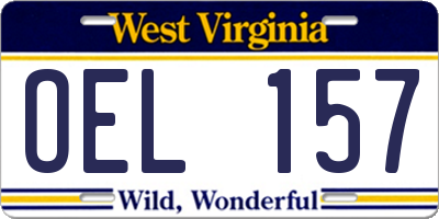WV license plate OEL157