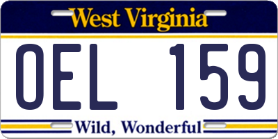 WV license plate OEL159