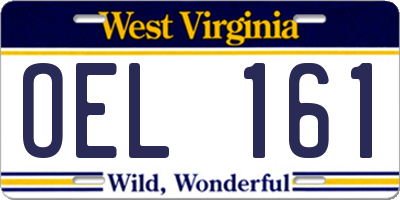 WV license plate OEL161
