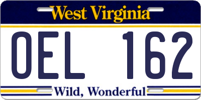 WV license plate OEL162