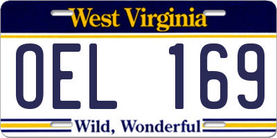 WV license plate OEL169